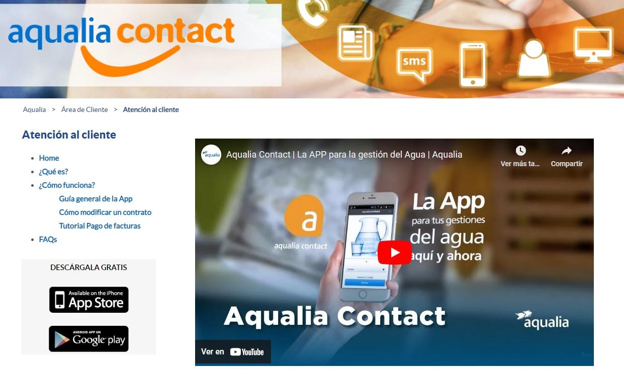 Aplicación para dispositivos móviles Aqualia Contact